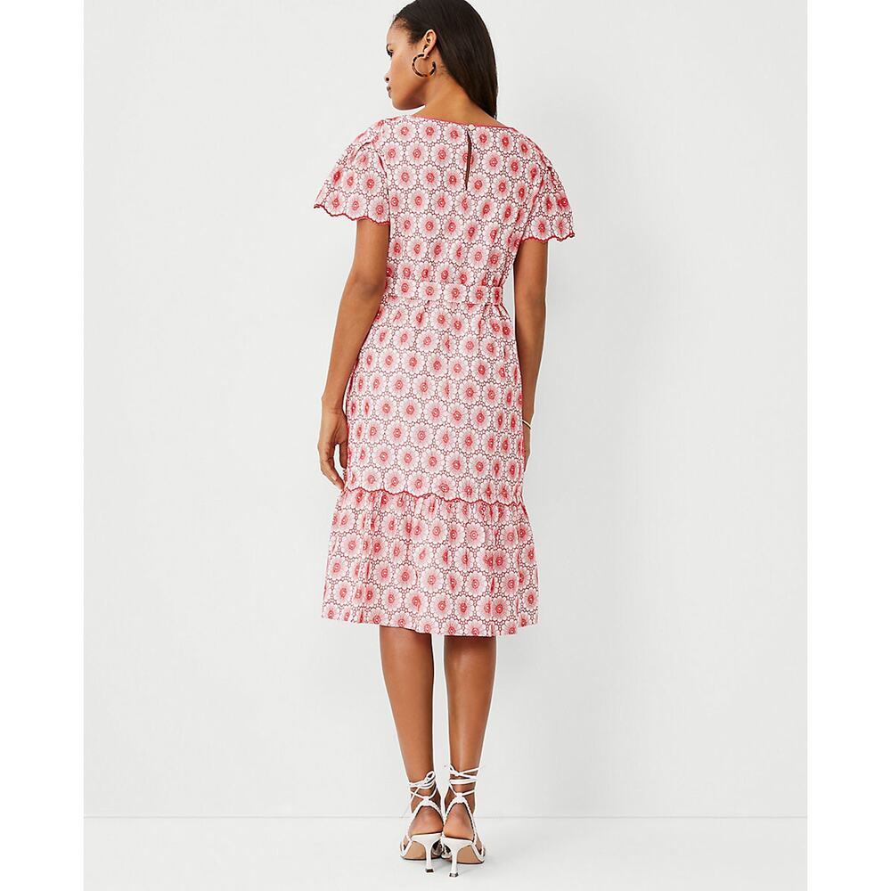NEW ANN TAYLOR HIBISCUS PETITE EYELET TIE WAIST EMBROIDERED SHIFT DRESS XXS XXSP - Picture 8 of 8